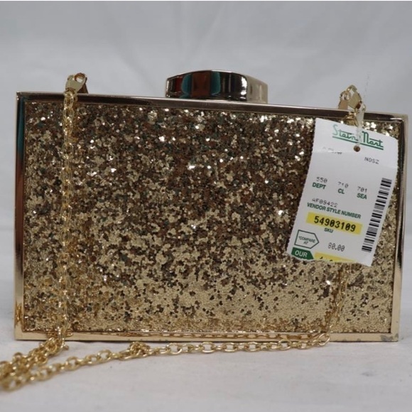 Sparkly glittered box clutch with chain. Brand New with tags - Picture 6 of 6